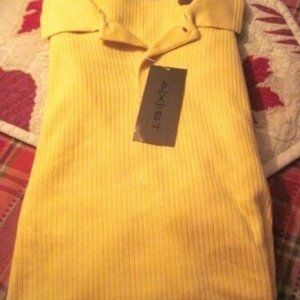 AXIST MEN'S POLO GOLF SHIRT COLOR: YELLOW W/ RIBBED DESIGN SIZE: XL EG NWT